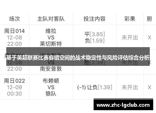 基于英超联赛比赛容错空间的战术稳定性与风险评估综合分析
